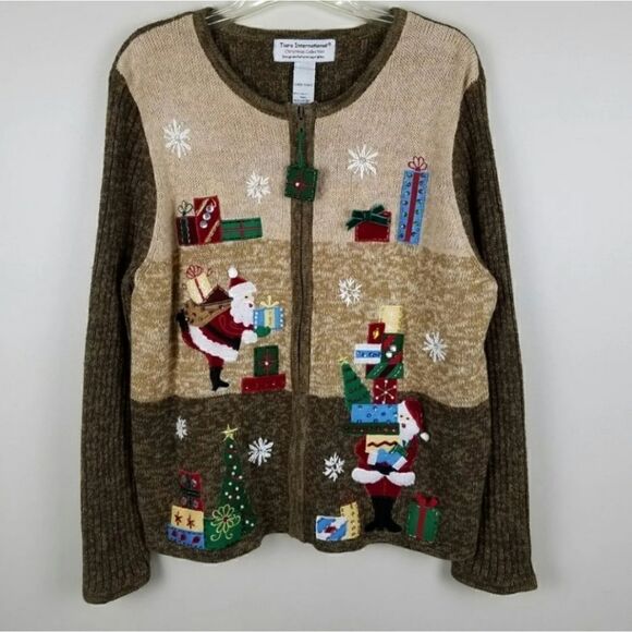 NEW Vintage Tiara International Christmas Embellished Zip Up Sweater Cardigan - Picture 14 of 14